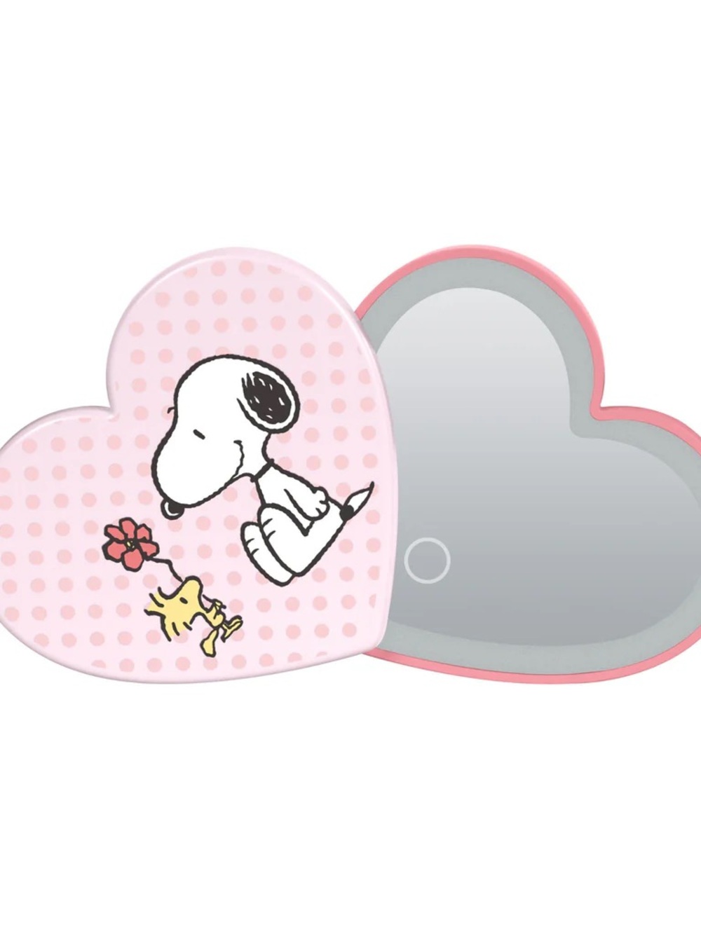 Peanuts Heart-Shaped Snoopy & Woodstock Compact Mirror - Pink